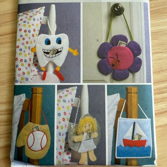 Butterick B4477 Sewing Pattern Tooth Fairy Pillow & Novelty Holders New Uncut - Picture 2 of 4